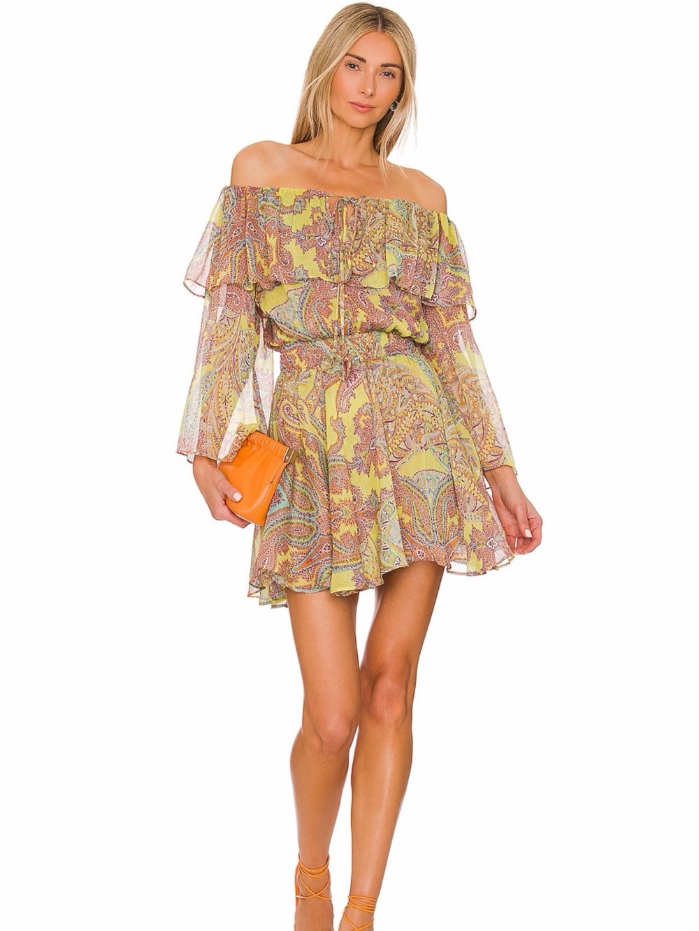MISA Los Angeles Pamela Ischia Neon Paisley Mini Dress Size S
